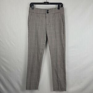 Mango Suit Womens Black White Flat Front Straight Leg Casual‎ Pants Size 2